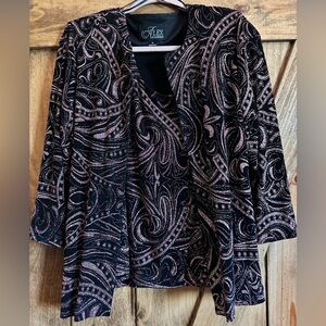 Alex Evenings Black and Pink Glitter Elegant Jacket with Seperate Matching Tank